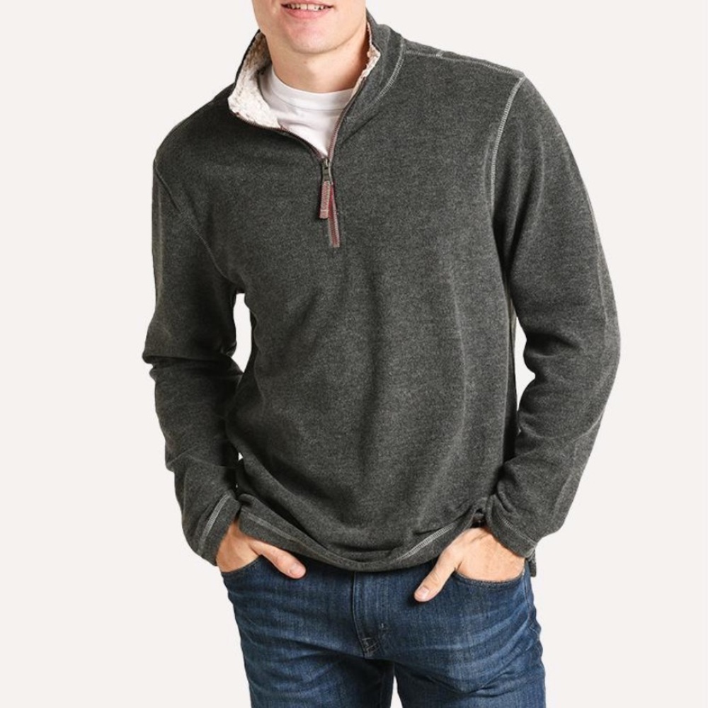 True Grit dark grey fleece Herringbone Pullover-XL